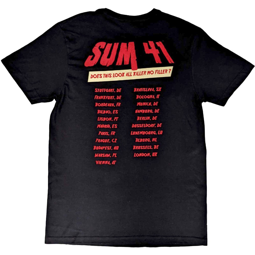 Sum 41 - Does This Look Like All Killer No Filler European Tour 2022 Heren Tshirt - Zwart